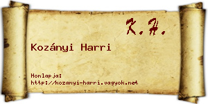 Kozányi Harri névjegykártya