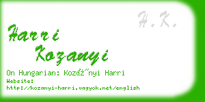 harri kozanyi business card